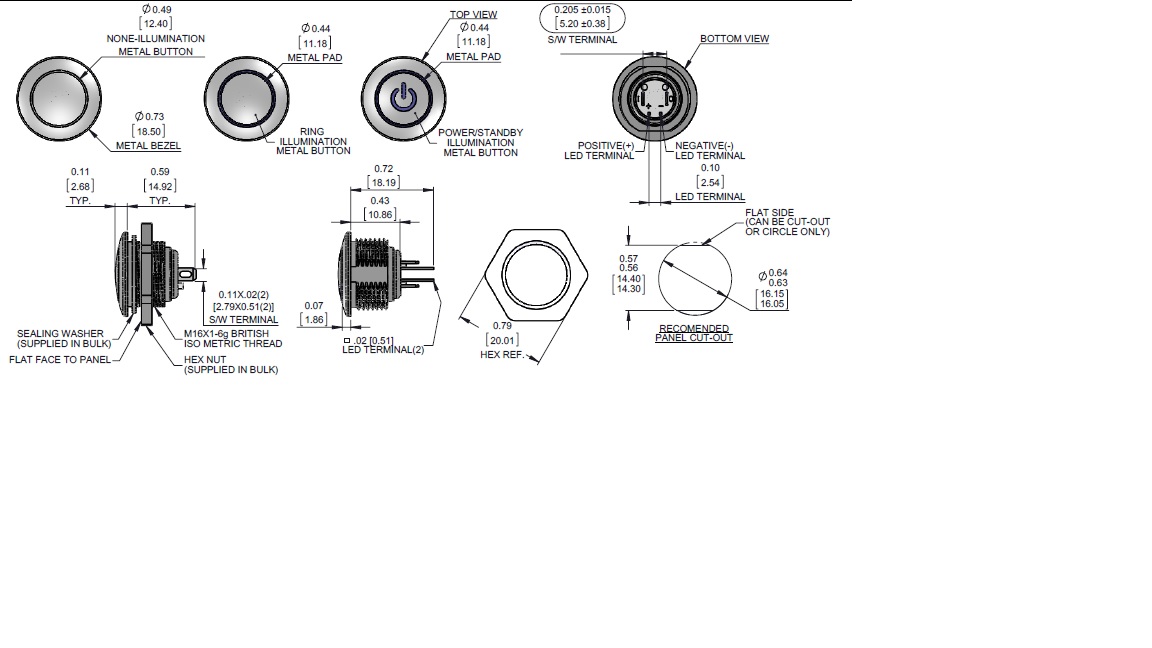 Pushbutton Switches Sealed Series D57M
